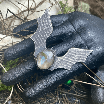 SAMPLE Bat Wing Labradorite Sterling Ring - Loved To Death