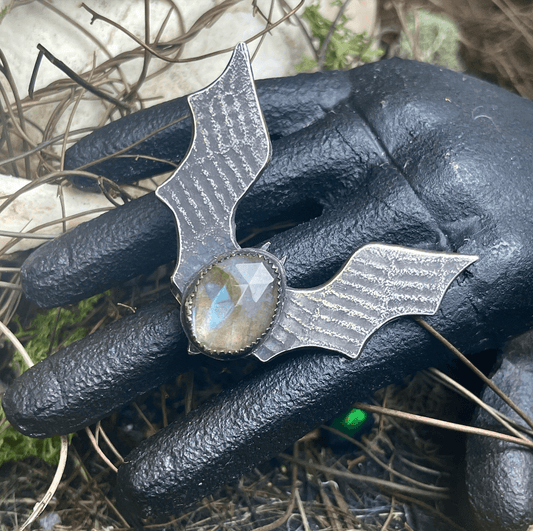 SAMPLE Bat Wing Labradorite Sterling Ring - Loved To Death