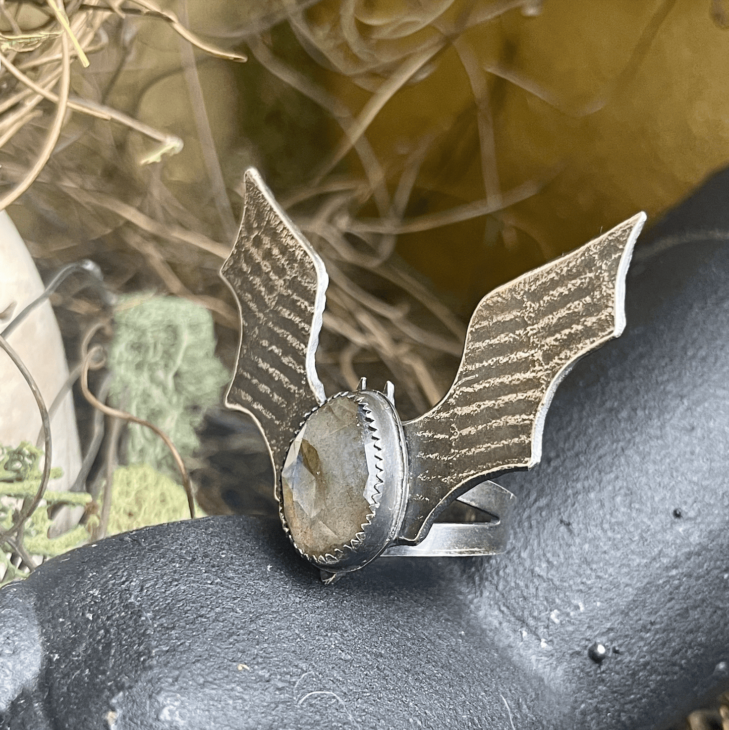 SAMPLE Bat Wing Labradorite Sterling Ring - Loved To Death