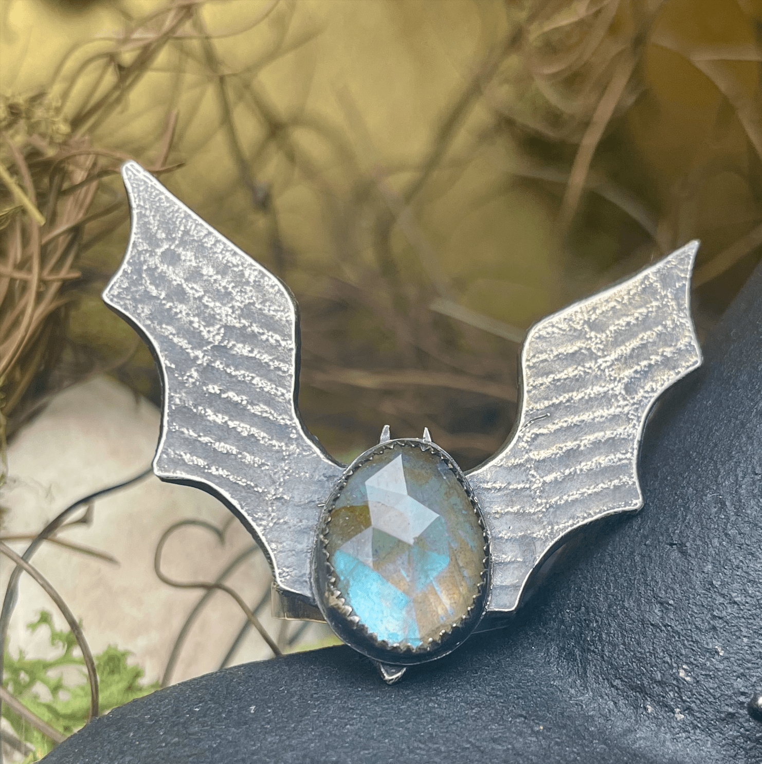 SAMPLE Bat Wing Labradorite Sterling Ring - Loved To Death