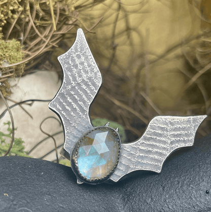SAMPLE Bat Wing Labradorite Sterling Ring - Loved To Death