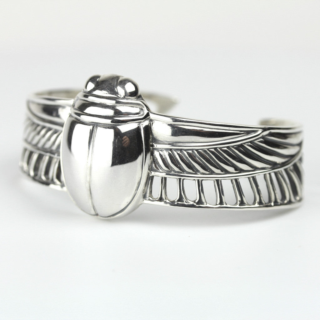 Sterling Silver Scarab Bracelet Cuff