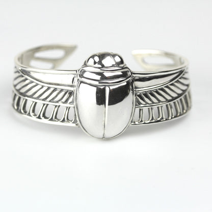 Sterling Silver Scarab Bracelet Cuff