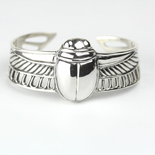 Sterling Silver Scarab Bracelet Cuff