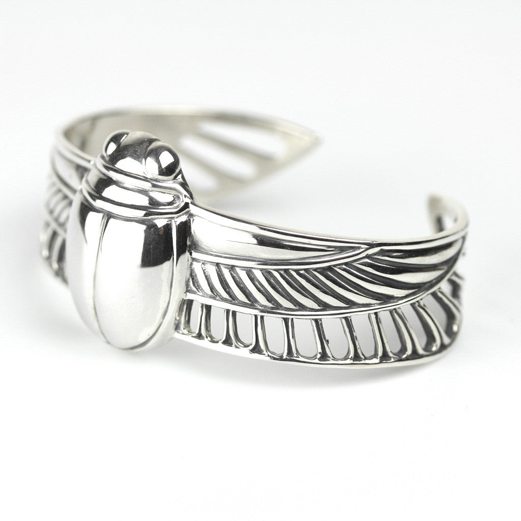 Sterling Silver Scarab Bracelet Cuff