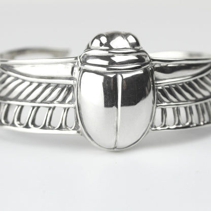 Sterling Silver Scarab Bracelet Cuff