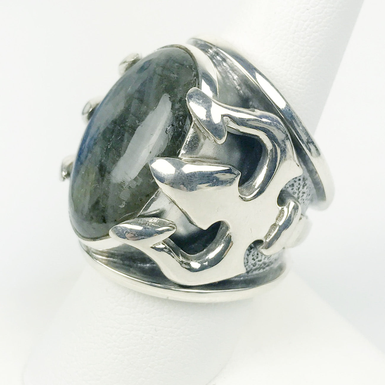 Labradorite Sterling Trident Ring