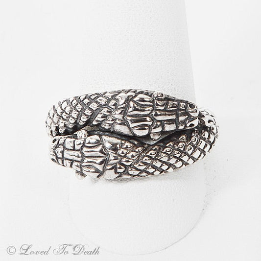 Two Headed Sterling Snake Ring - Loved To Death